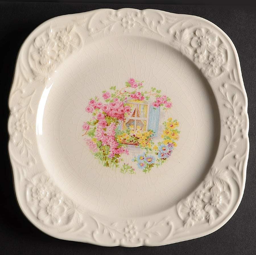 Cottage Window Square Salad Plate by Edwin Knowles-1