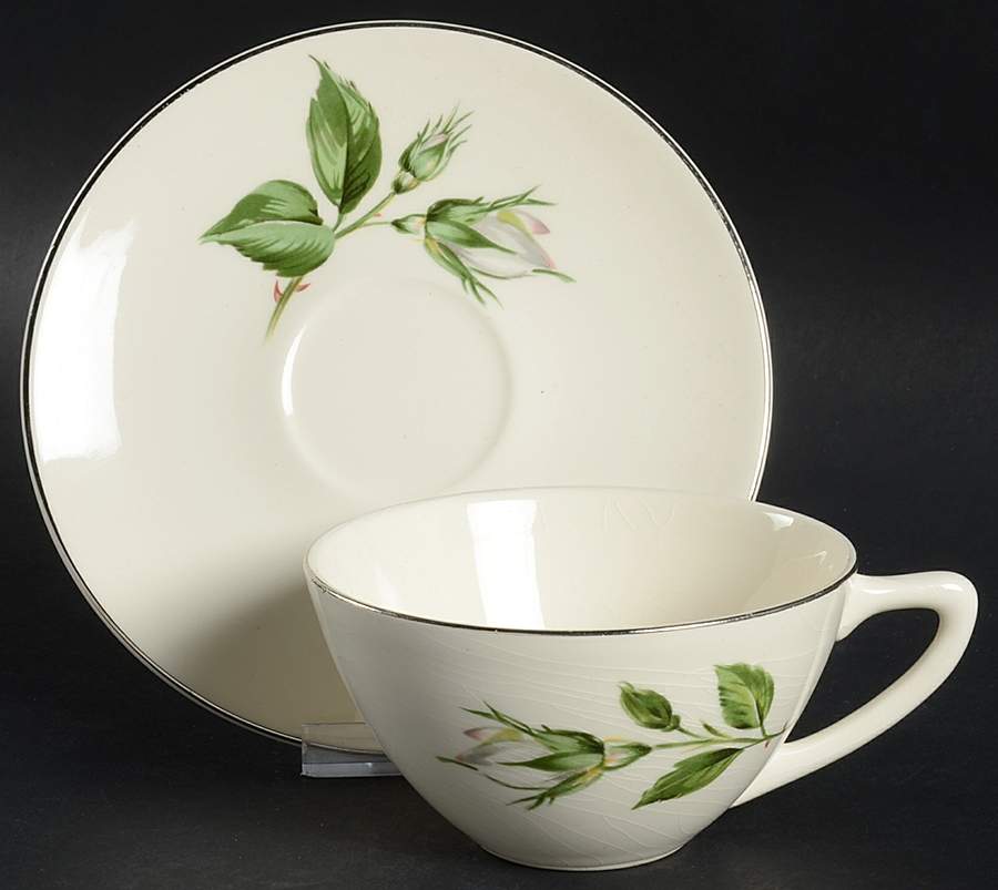 Damask Rose Flat Cup & Saucer Set by Edwin Knowles-1