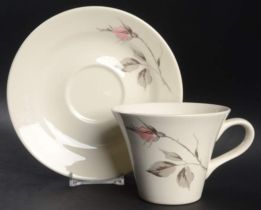 Dawn Rose Flat Cup & Saucer Set by Edwin Knowles-1