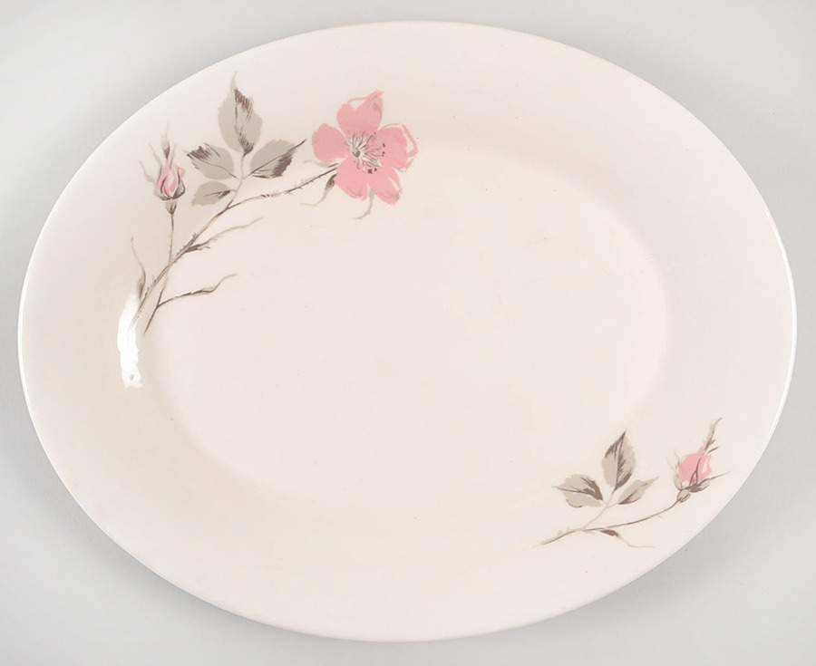 Dawn Rose 12" Oval Serving Platter by Edwin Knowles-1