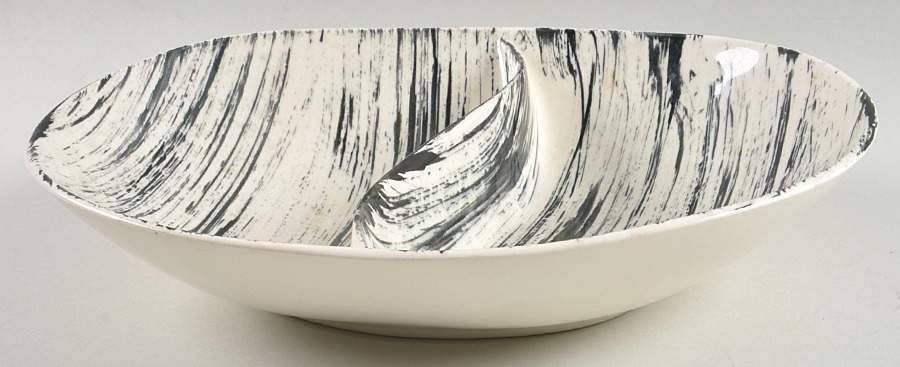 Ebonette 11" Oval Divided Vegetable Bowl by Edwin Knowles-1