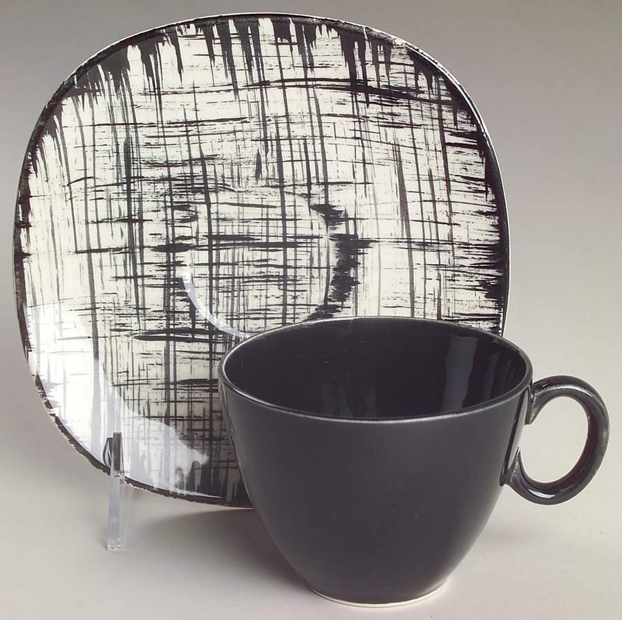 Ebonette Flat Cup & Saucer Set by Edwin Knowles-1