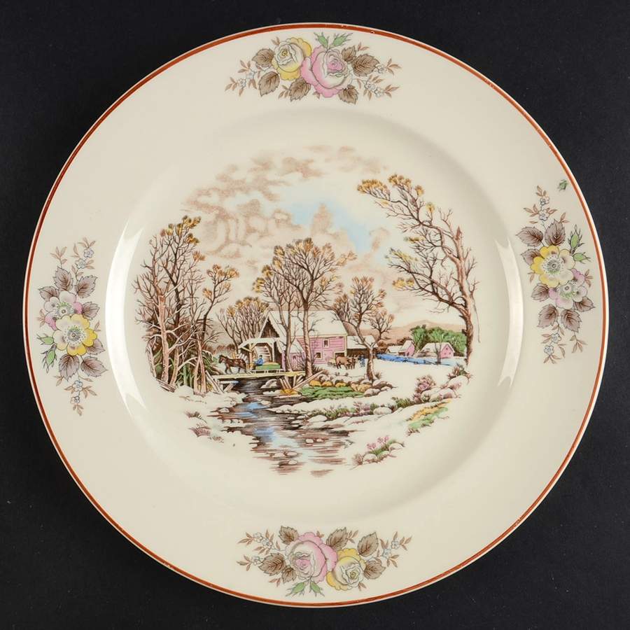 Farm In Winter Luncheon Plate by Edwin Knowles-1