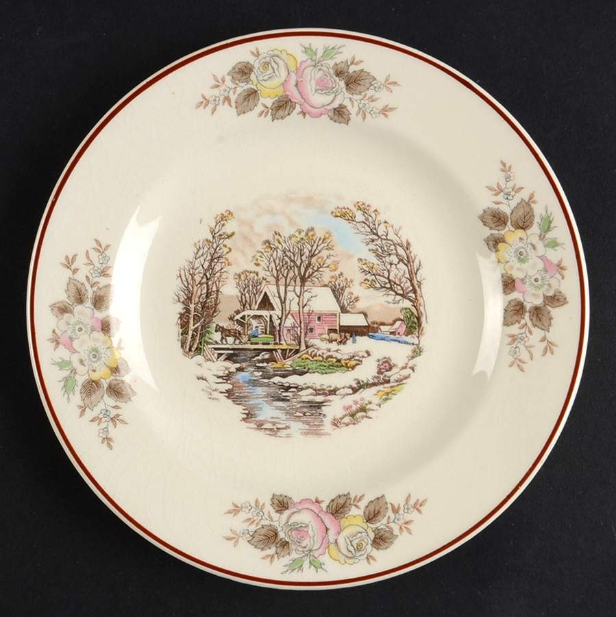 Farm In Winter Bread & Butter Plate by Edwin Knowles-1