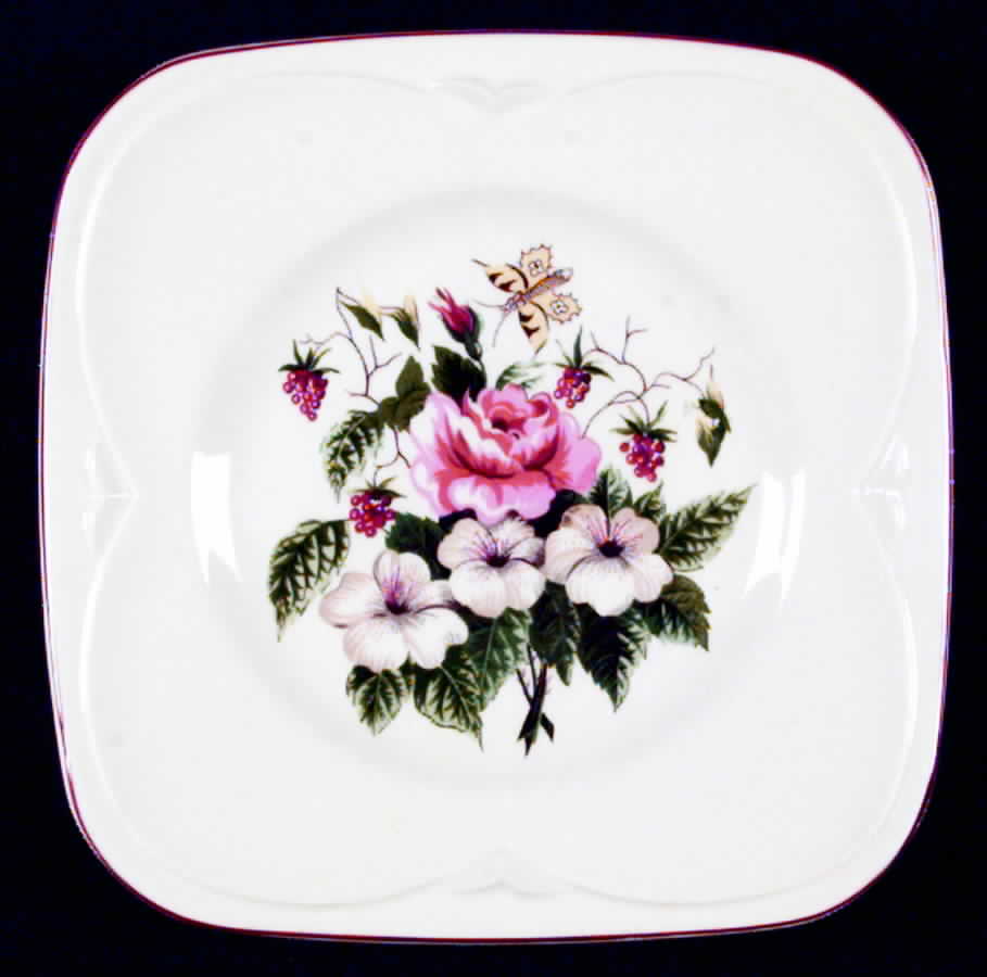 Flower Waltz Square Salad Plate by Edwin Knowles-1