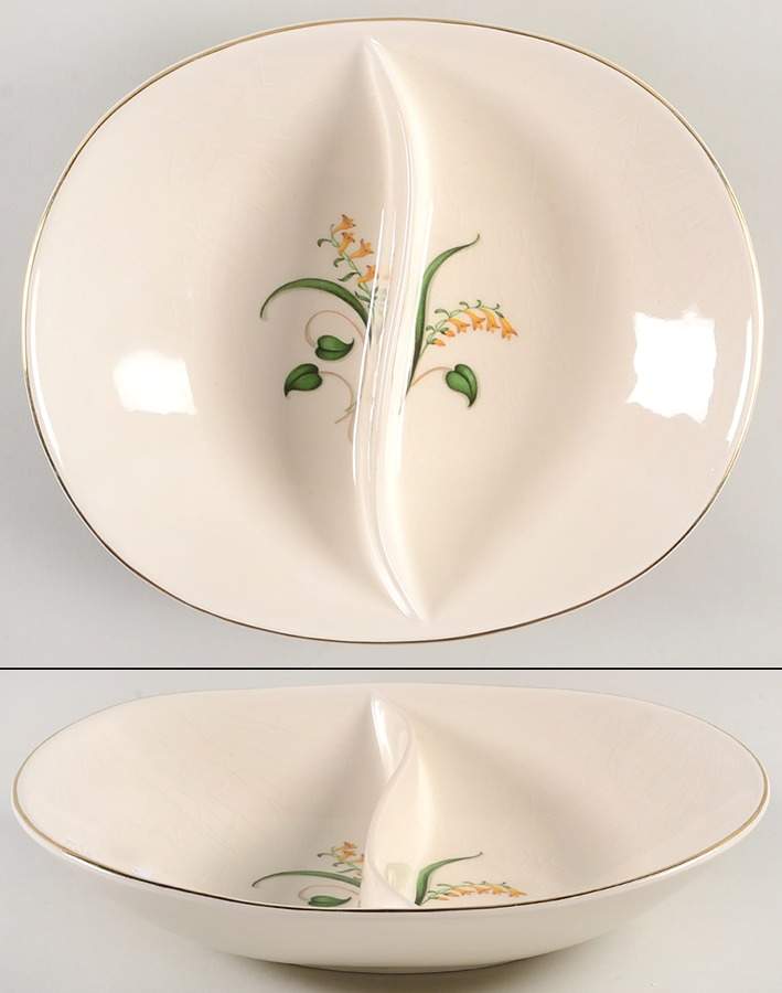 Forsythia 11" Oval Divided Vegetable Bowl by Edwin Knowles-1