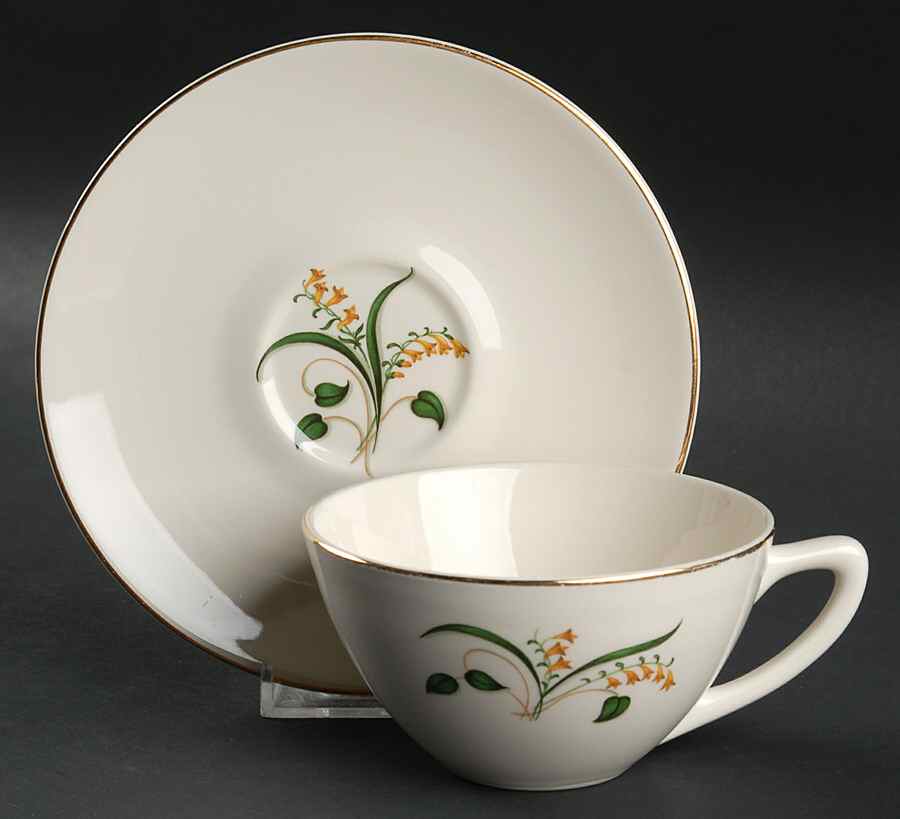 Forsythia Flat Cup & Saucer Set by Edwin Knowles-1