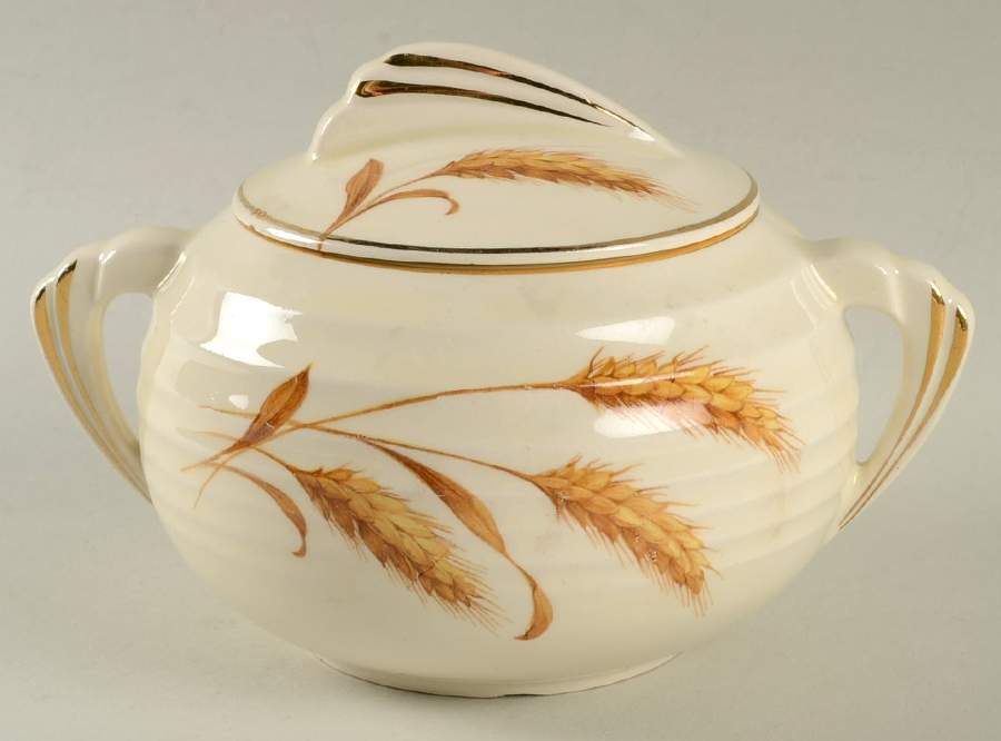 Golden Wheat Sugar Bowl & Lid by Edwin Knowles-1