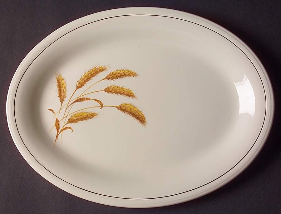 Golden Wheat 13" Oval Serving Platter by Edwin Knowles-1