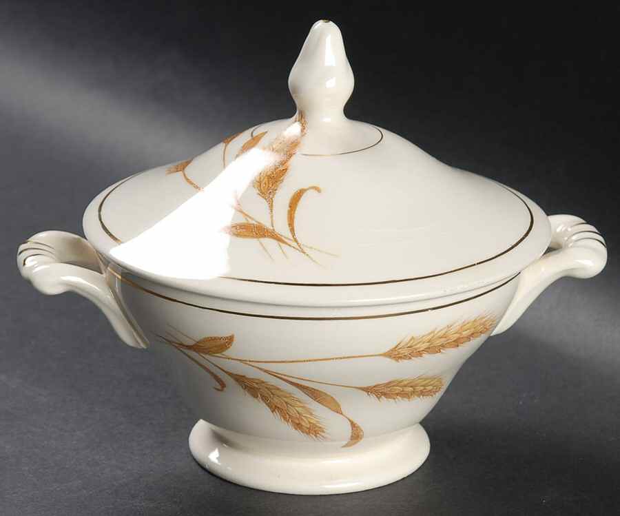 Golden Wheat Sugar Bowl & Lid by Edwin Knowles-1