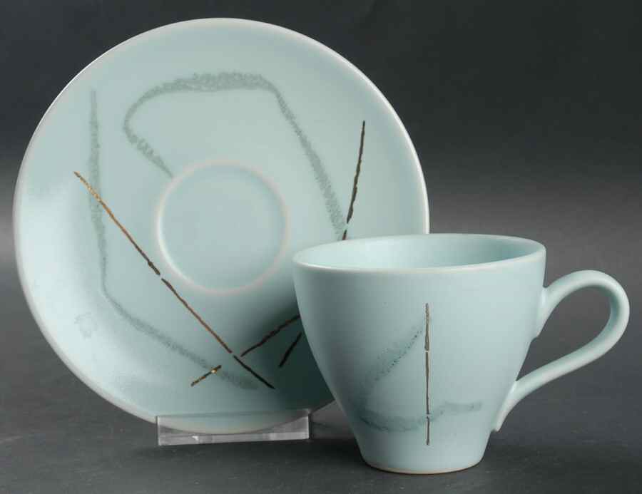Grass Flat Cup & Saucer Set by Edwin Knowles-1