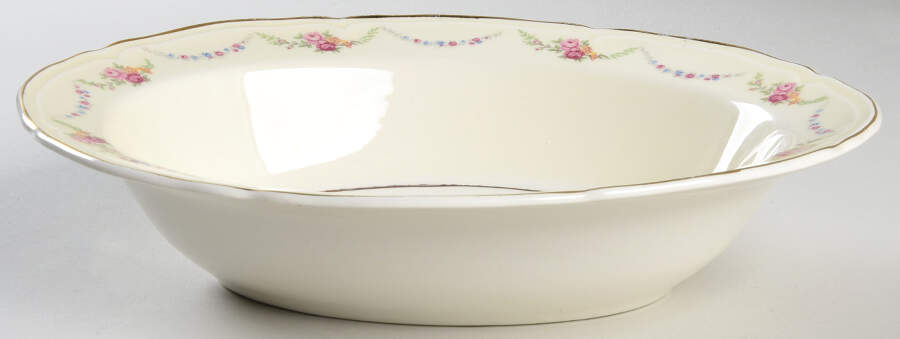 James Floral Festoon 9" Oval Vegetable Bowl by Edwin Knowles-1