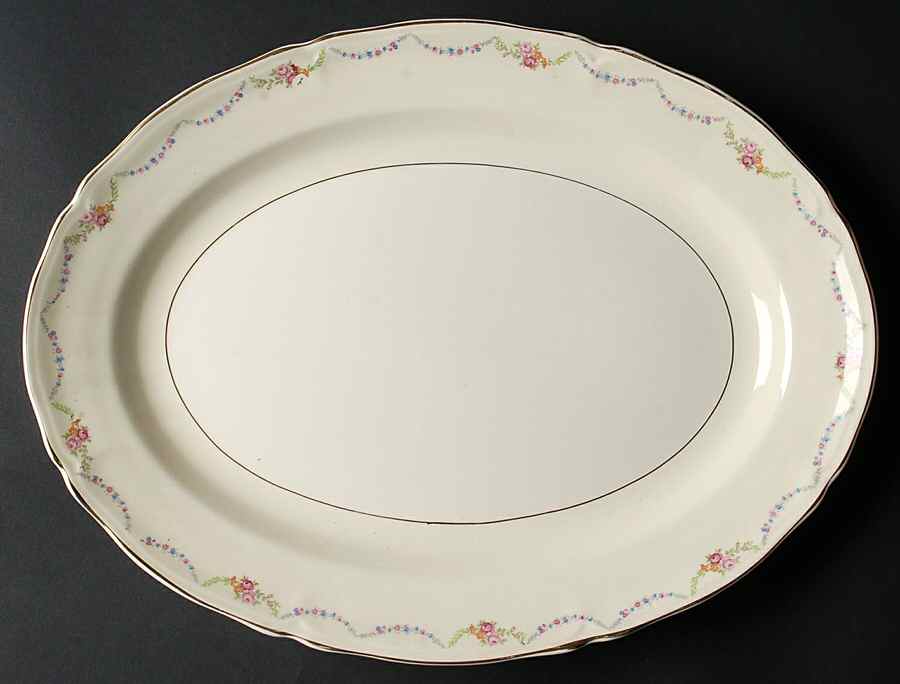 James Floral Festoon 15" Oval Serving Platter by Edwin Knowles-1