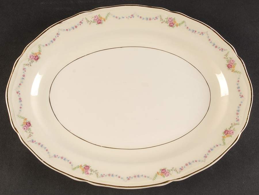 James Floral Festoon 11" Oval Serving Platter by Edwin Knowles-1