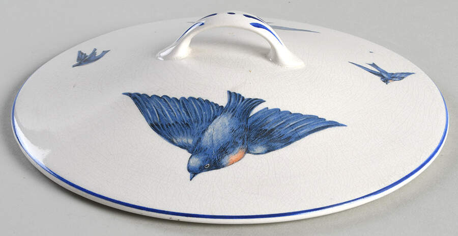 Blue Bird Lid for Round Vegetable by Knowles, Taylor & Knowles-1