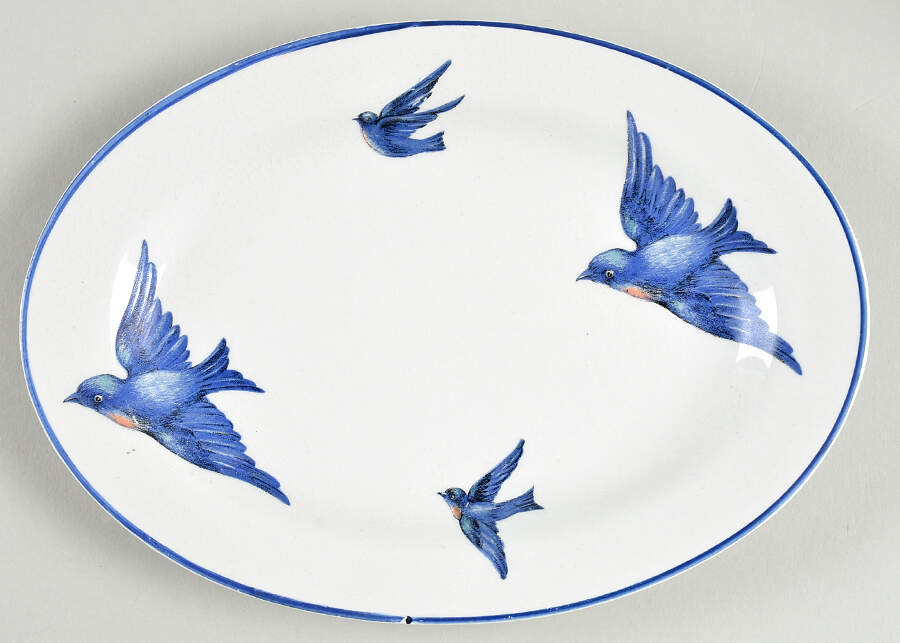Blue Bird 7" Pickle Dish by Knowles, Taylor & Knowles-1