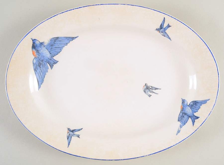 Blue Bird 12" Oval Serving Platter by Knowles, Taylor & Knowles-1