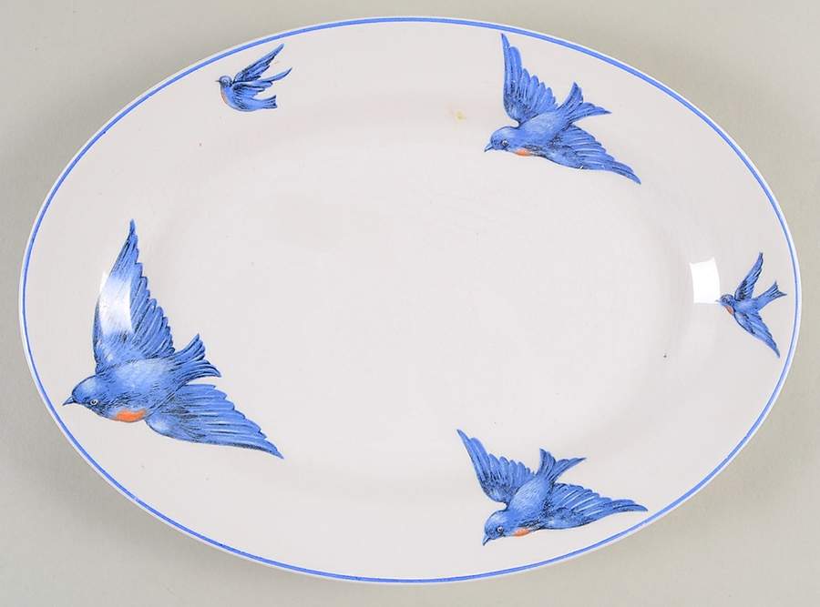 Blue Bird 11" Oval Serving Platter by Knowles, Taylor & Knowles-1