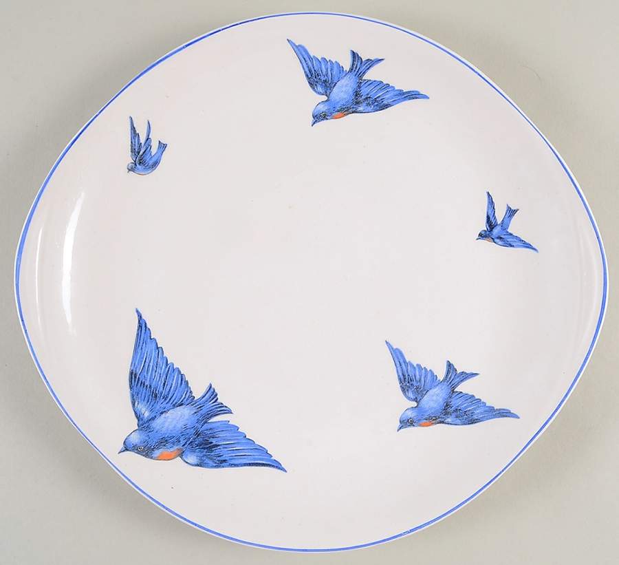 Blue Bird Handled Cake Plate by Knowles, Taylor & Knowles-1