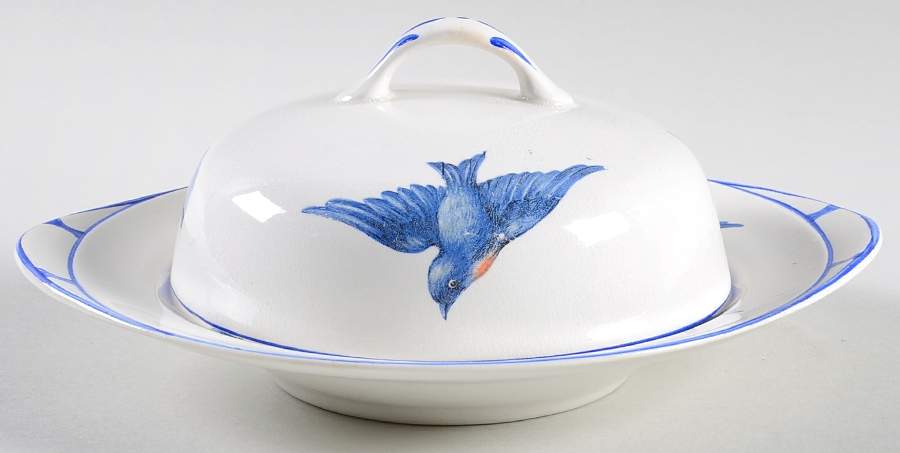 Blue Bird Round Covered Butter by Knowles, Taylor & Knowles-1