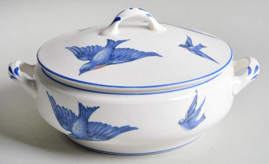 Blue Bird Sauce Boat & Lid by Knowles, Taylor & Knowles-1