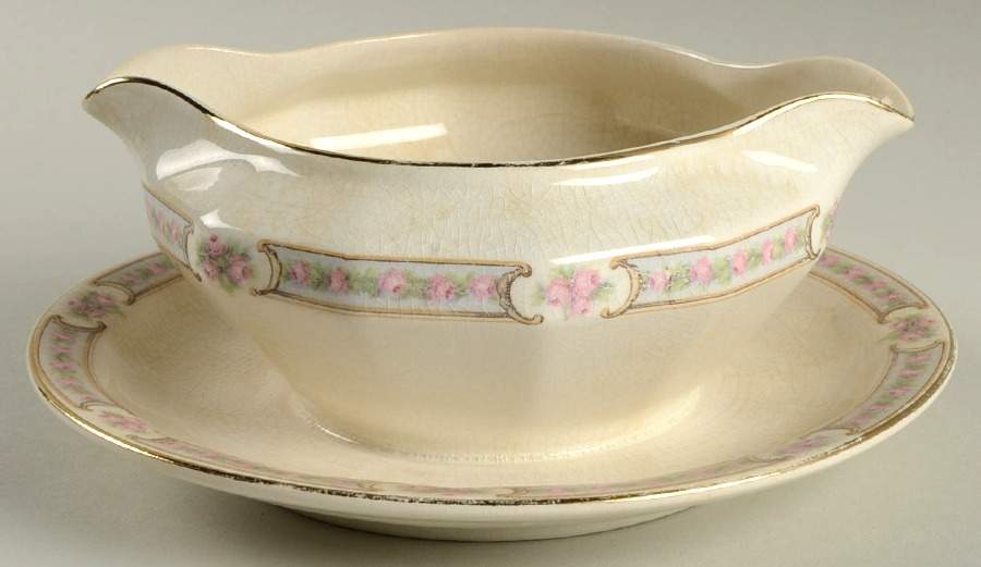 KNO166 Gravy Boat with Attached Underplate by Edwin Knowles-1