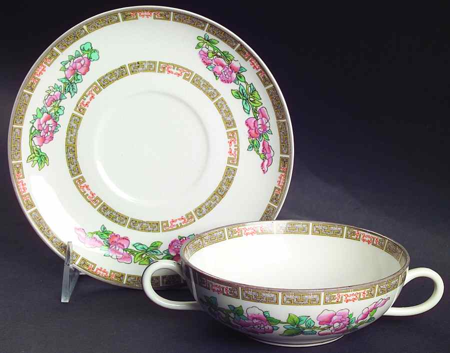 KNO175 Flat Cream Soup Bowl & Saucer Set by Edwin Knowles-1
