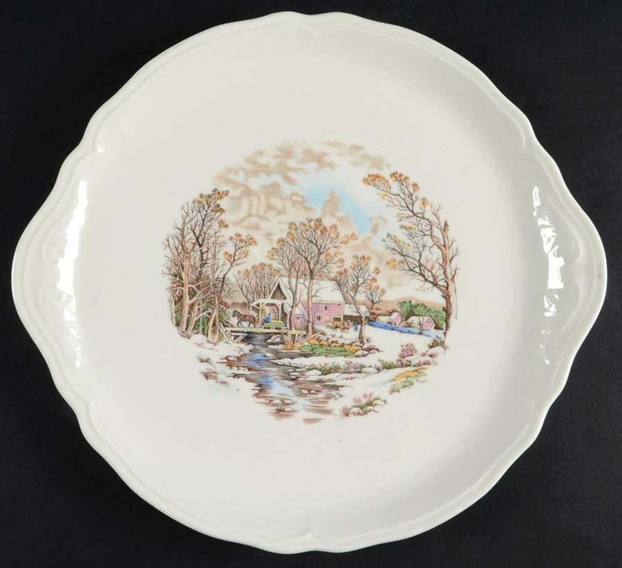 KNO196 Handled Cake Plate by Edwin Knowles-1