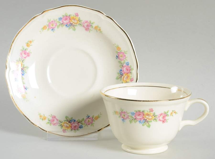 716-EI Footed Cup & Saucer Set by Edwin Knowles-1