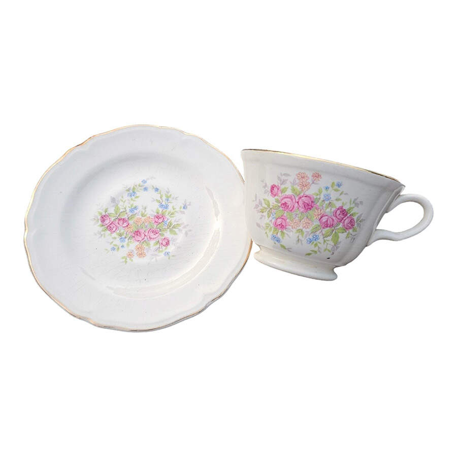 KNO27 Footed Cup & Saucer Set by Edwin Knowles-1