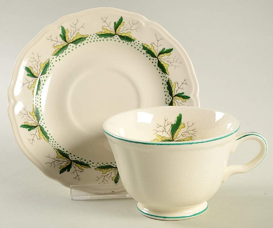 Leaf Dance Footed Cup & Saucer Set by Edwin Knowles-1