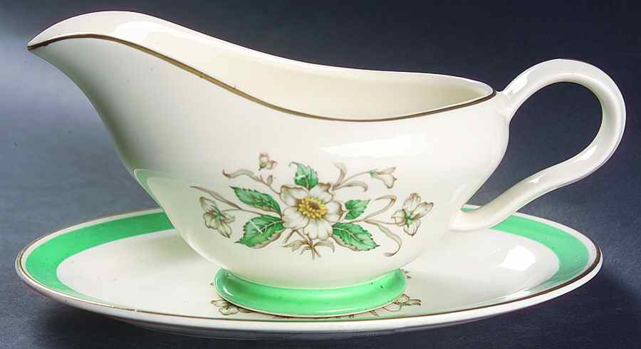 Magnolia Gravy Boat & Underplate/Relish by Edwin Knowles-1