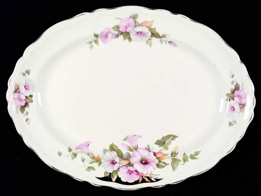 Morning Glory (Gold Trim) 13" Oval Serving Platter by Edwin Knowles-1