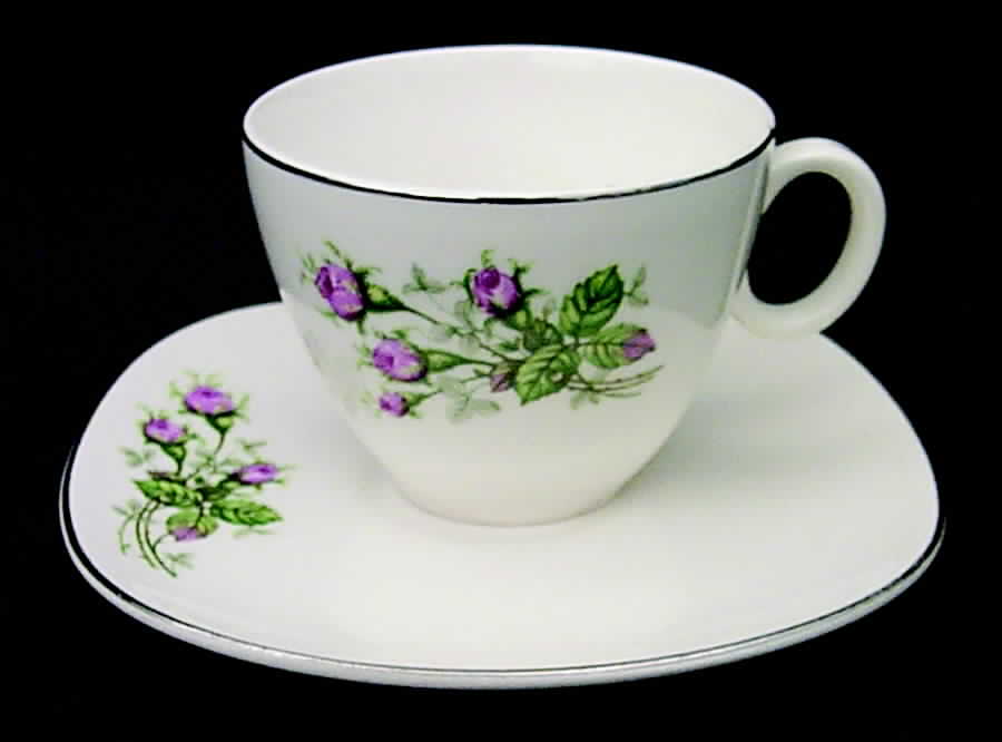 Moss Rose Flat Cup & Saucer Set by Edwin Knowles-1