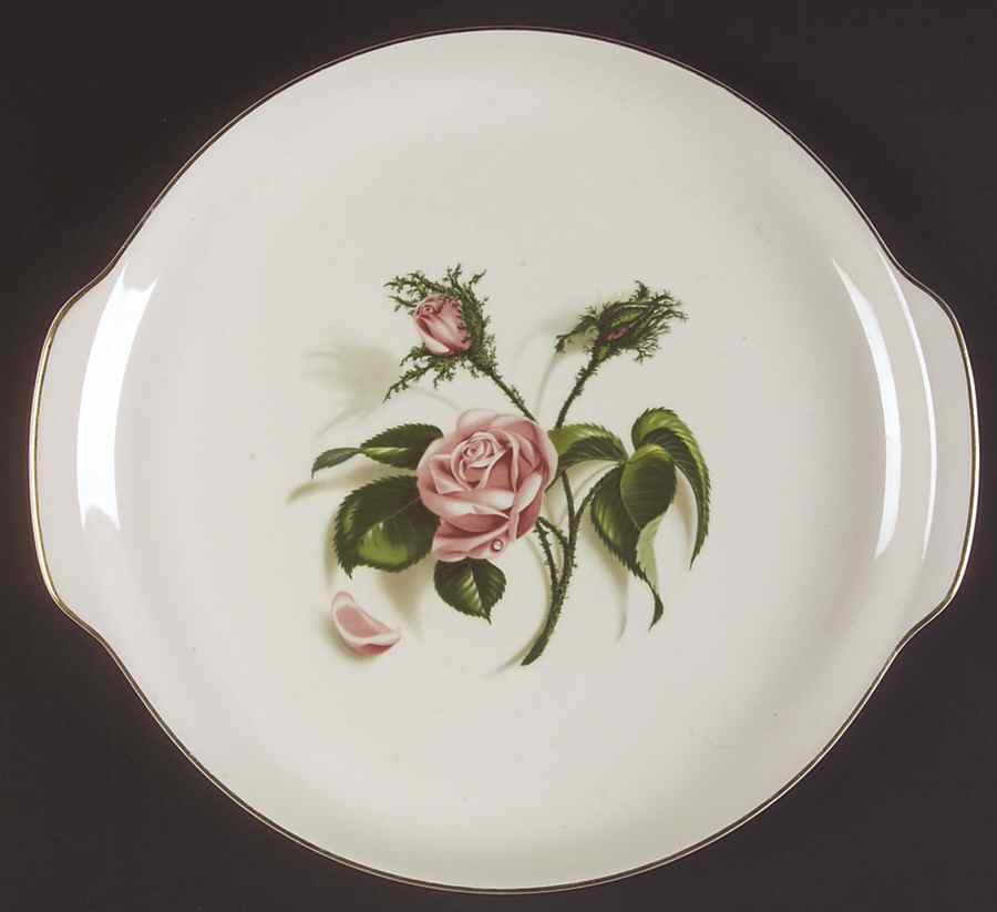 Moss Rose Handled Cake Plate by Edwin Knowles-1