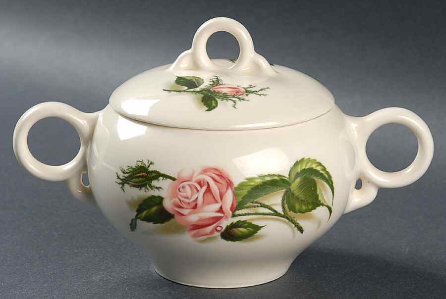 Moss Rose Sugar Bowl & Lid by Edwin Knowles-1