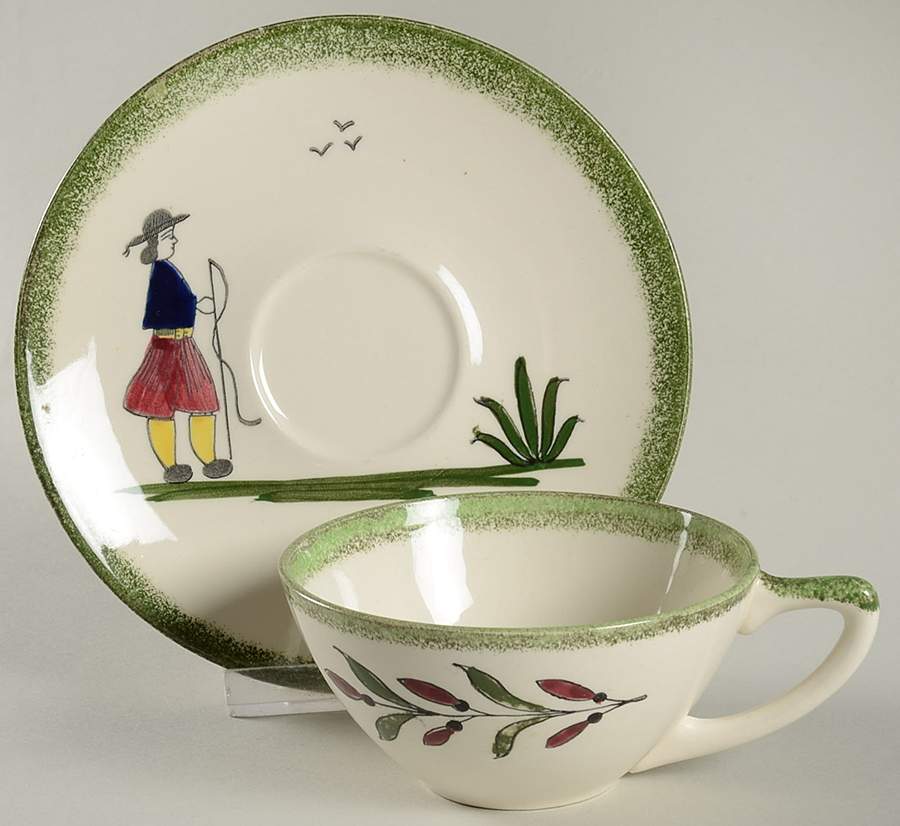 Normandy Flat Cup & Saucer Set by Edwin Knowles-1