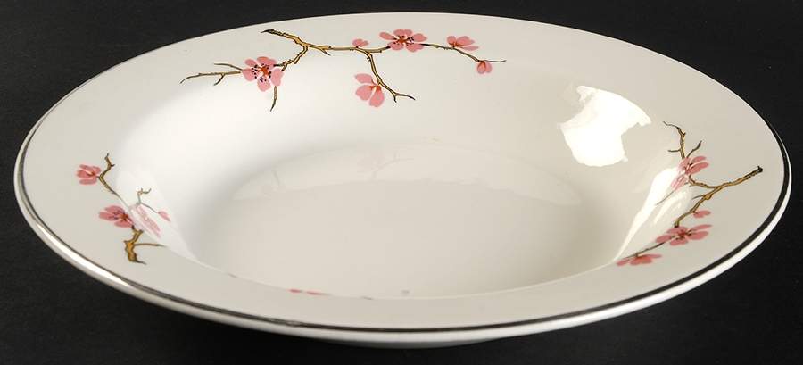 Peach Blossom Rim Soup Bowl by Edwin Knowles-1