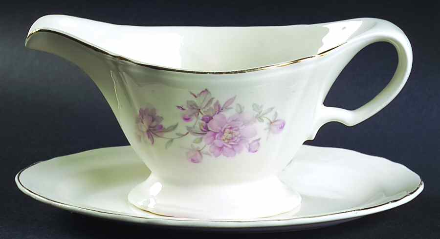 Peony Gravy Boat & Underplate/Relish by Edwin Knowles-1