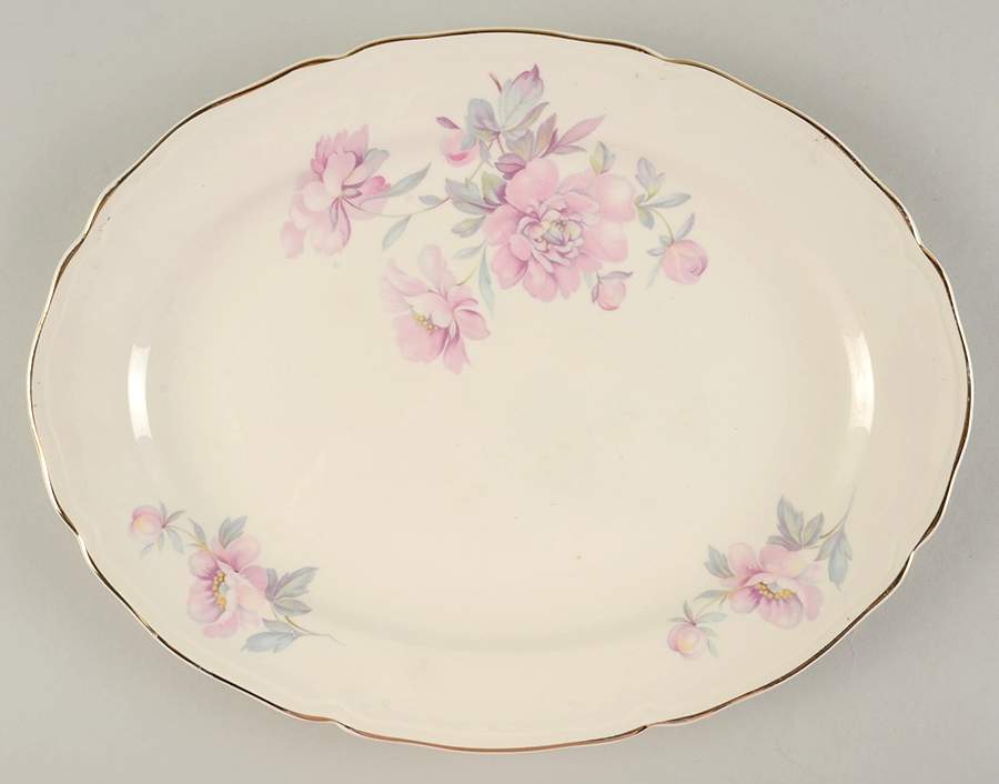 Peony 13" Oval Serving Platter by Edwin Knowles-1