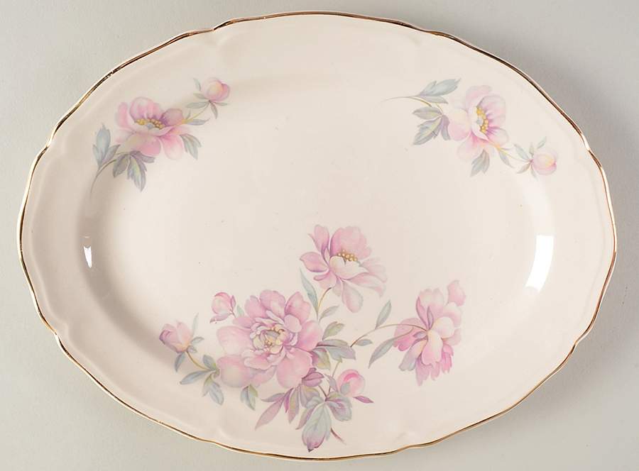 Peony 11" Oval Serving Platter by Edwin Knowles-1
