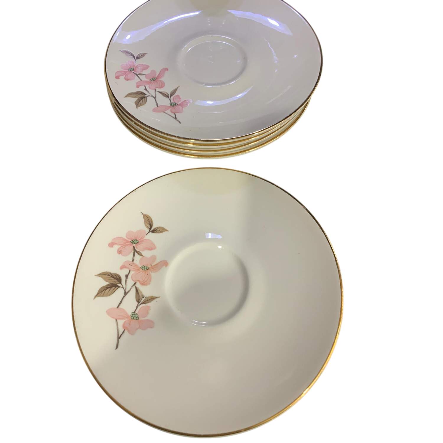 Pink Dogwood (Gold Trim) Saucer by Edwin Knowles-1