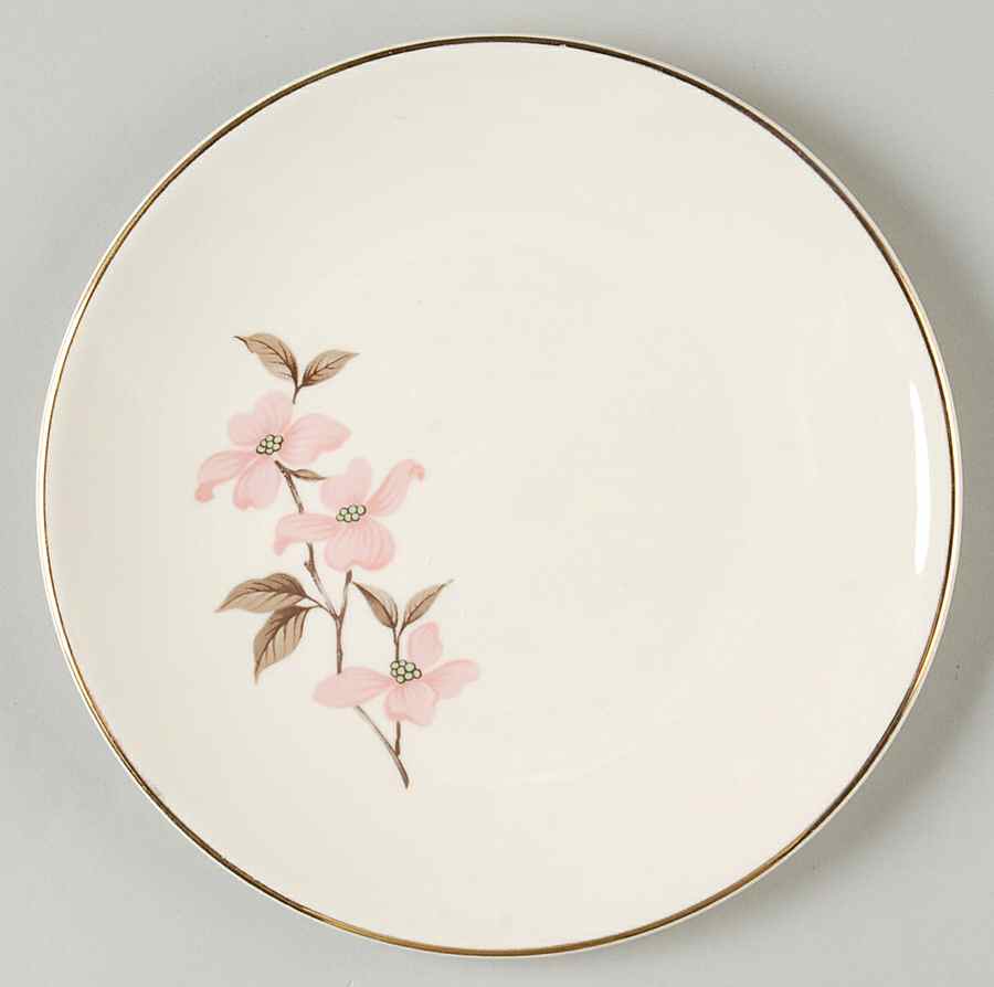 Pink Dogwood (Gold Trim) Bread & Butter Plate by Edwin Knowles-1
