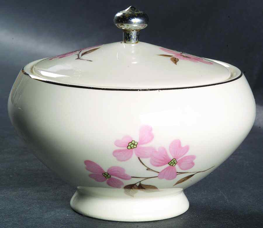 Pink Dogwood (Platinum Trim) Sugar Bowl & Lid by Edwin Knowles-1