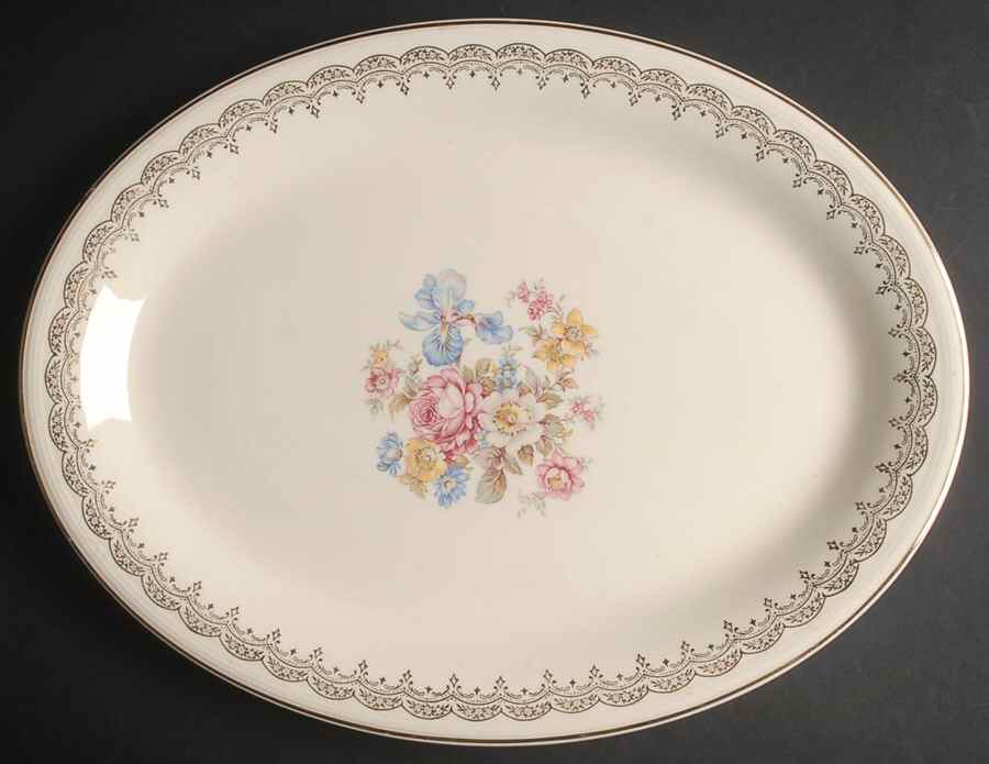 Priscilla 15" Oval Serving Platter by Edwin Knowles-1