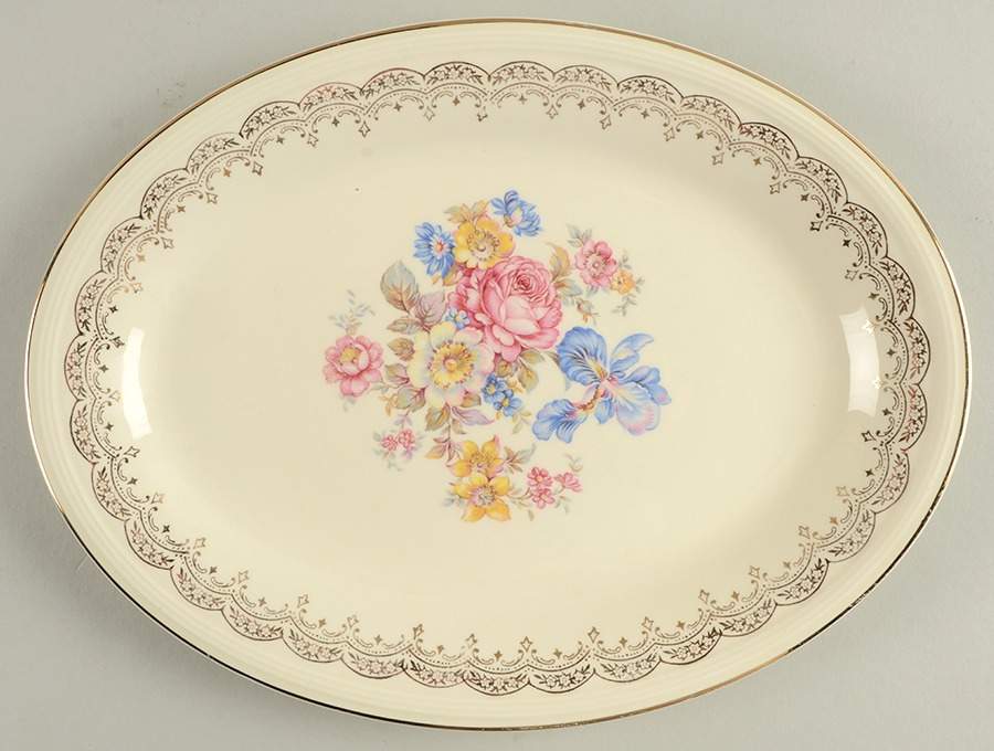 Priscilla 11" Oval Serving Platter by Edwin Knowles-1