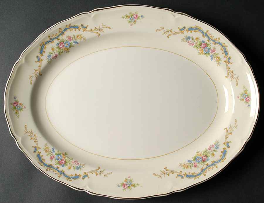 Princess (Blue) 15" Oval Serving Platter by Edwin Knowles-1