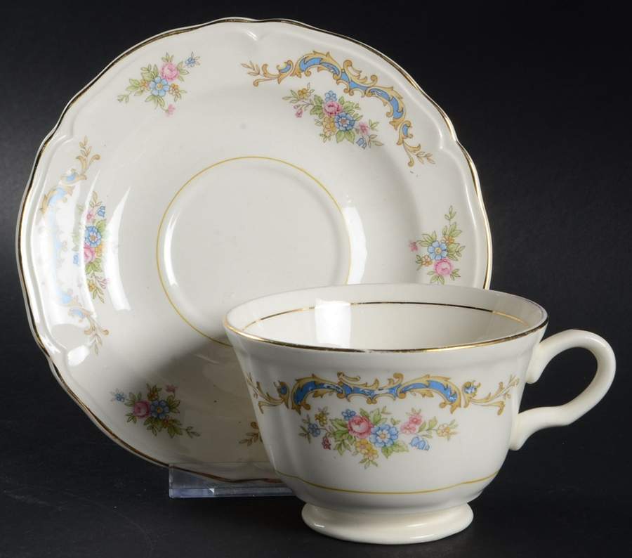 Princess (Blue) Footed Cup & Saucer Set by Edwin Knowles-1