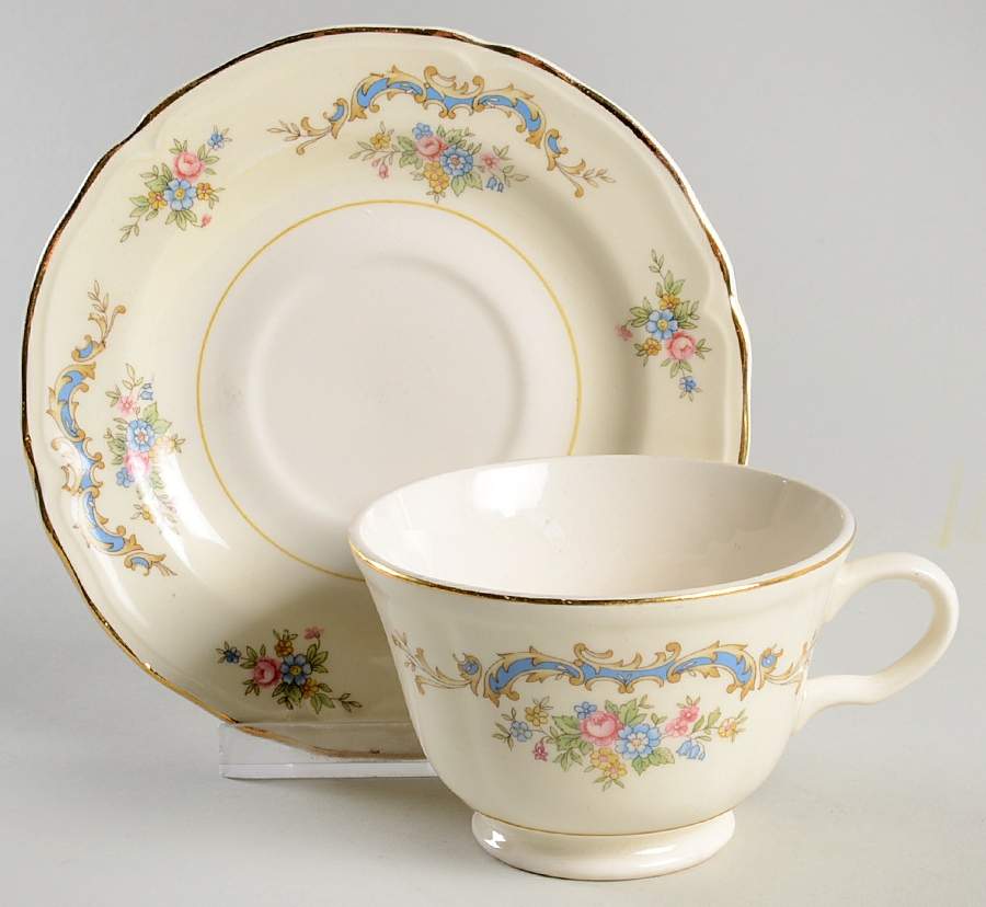 Princess (Blue) Footed Cup & Saucer Set by Edwin Knowles-1