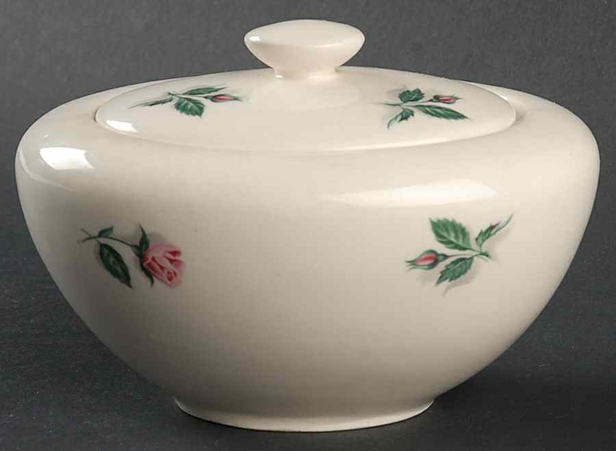 Rose and Leaf Sugar Bowl & Lid by Edwin Knowles-1